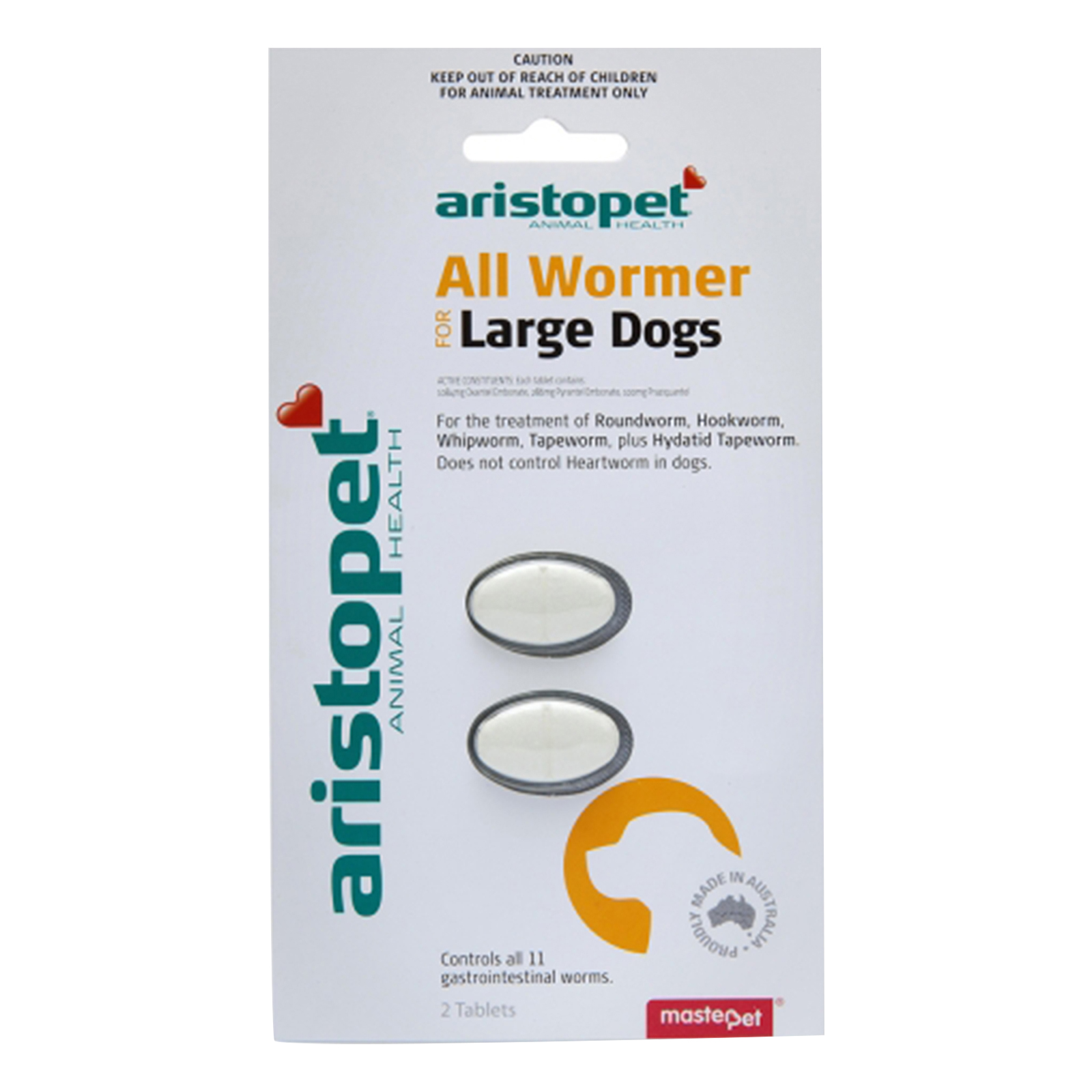 Aristopet Allwormers For Large Dogs 20 Kgs (44lbs) 2 Tablet