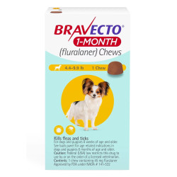 Bravecto 1 Month Chew For Toy Dogs 4.4 To 9.9lbs (Yellow) 1 Chew