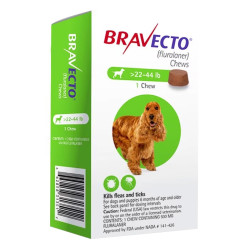Bravecto For Medium Dogs 22- 44 Lbs (Green) 1 Chews