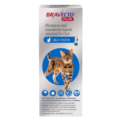 Bravecto Plus For Medium Cats 250 Mg (6.2 To 13.75 Lbs) Blue 1 Dose