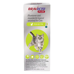 Bravecto Plus For Small Cats 112 Mg (2.6 To 6.2 Lbs) Green 1 Dose