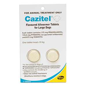 Cazitel Flavoured Allwormer For Large Dogs 35kg (Blue) - 77lbs 1 Tablet