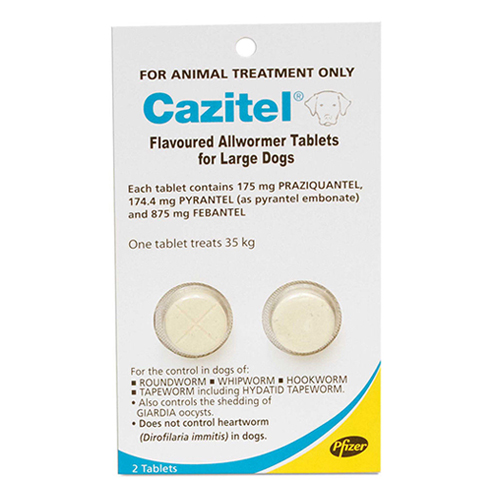 Cazitel Flavoured Allwormer For Large Dogs 35kg (Blue) - 77lbs 1 Tablet