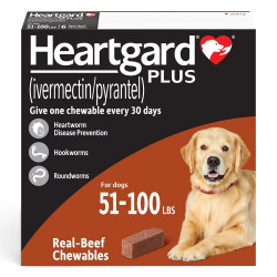 Heartgard Plus Chewables For Large Dog 51-100lbs (Brown) 6 Doses