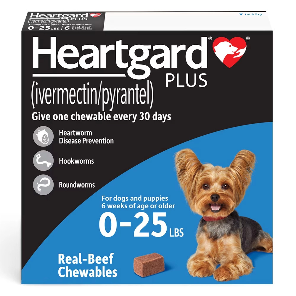 Heartgard Plus Chewables Small Dogs Up To 25lbs (Blue) 6 Doses