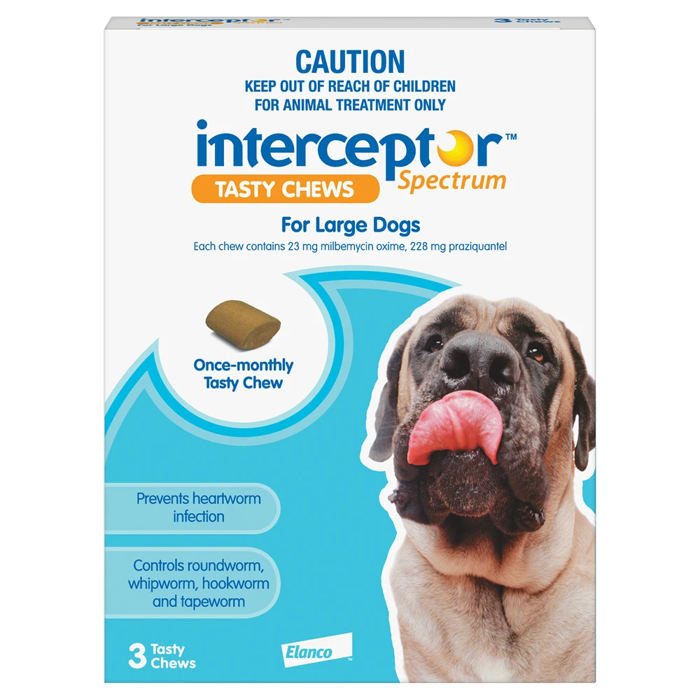 Interceptor For Dogs 51-100 Lbs (White) 3 Chews