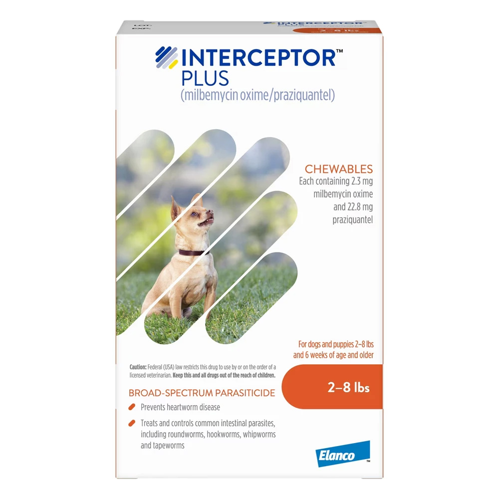 Interceptor Plus Chew (Interceptor Spectrum) For Dogs 2-8lbs (Orange) 3 Chews