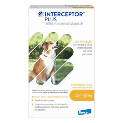 Interceptor Plus Chew (Interceptor Spectrum) For Dogs 25.1 - 50lbs (Yellow) 3 Chews
