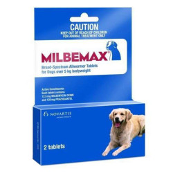 Milbemax Allwormer Tablets For Large Dogs 5 To 25 Kg - 11 To 55lbs 2 Tablet