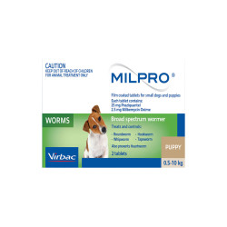 Milpro Allwormer For Dogs 0.5 - 5 Kg (Up To 11lbs) 2 Tablets