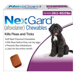 Nexgard Chewables For Large Dogs 24.1-60 Lbs (Purple) 68mg 6 Chews