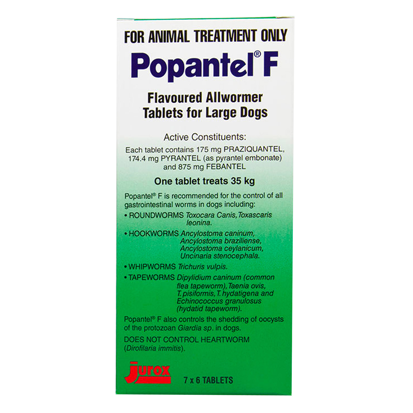 Popantel F Allwormer For Large Dogs 35 Kg (77lbs) 42 Tablets