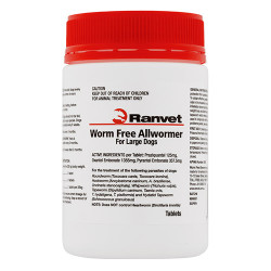 Ranvet Allwormer For Large Dogs 25 Kg (55lbs) 100 Tablets