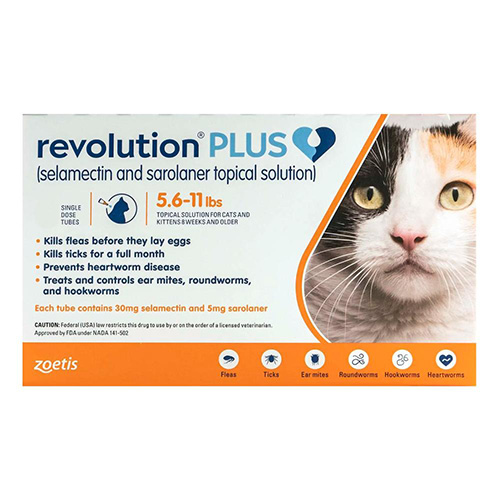 Revolution Plus For Medium Cats 5.5-11lbs (2.5-5kg) Orange 3 Pack