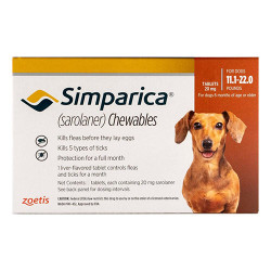 Simparica Chewables For Dogs 11.1-22 Lbs (Brown) 3 Pack