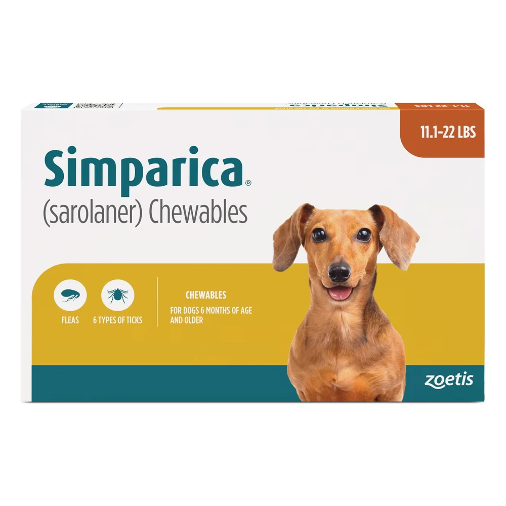 Simparica Chewables For Dogs 11.1-22 Lbs (Caramel) 3 Pack