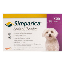 Simparica Chewables For Dogs 5.6-11 Lbs (Purple) 3 Pack