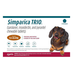 Simparica Trio For Dogs 11.1-22 Lbs (Caramel) 3 Chews